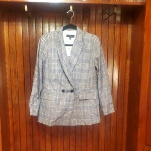 TALBOTS PETITE SIZE 12 Plaid Double-Breasted Blazer